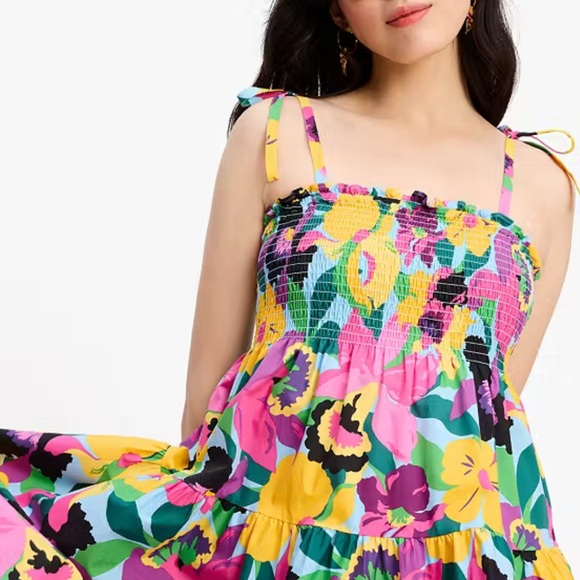 Kate Spade Floral Midi Dress - Pink, Yellow, Green - Picture 2 of 7